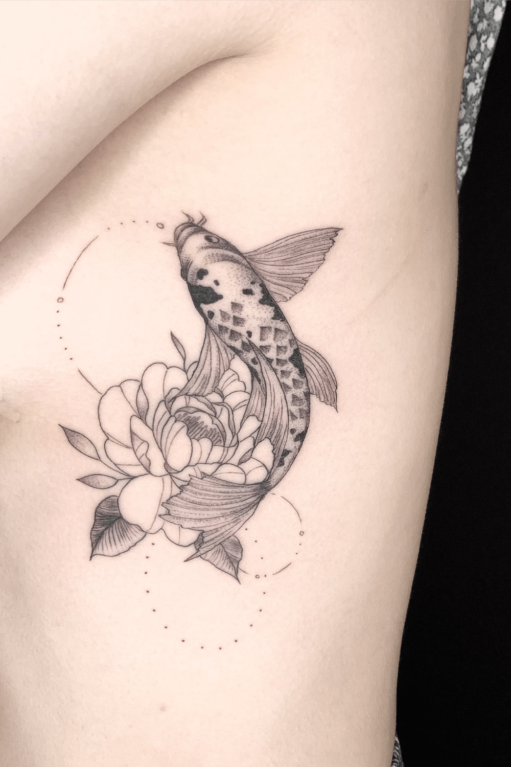 Peony and Koi Fish Tattoo