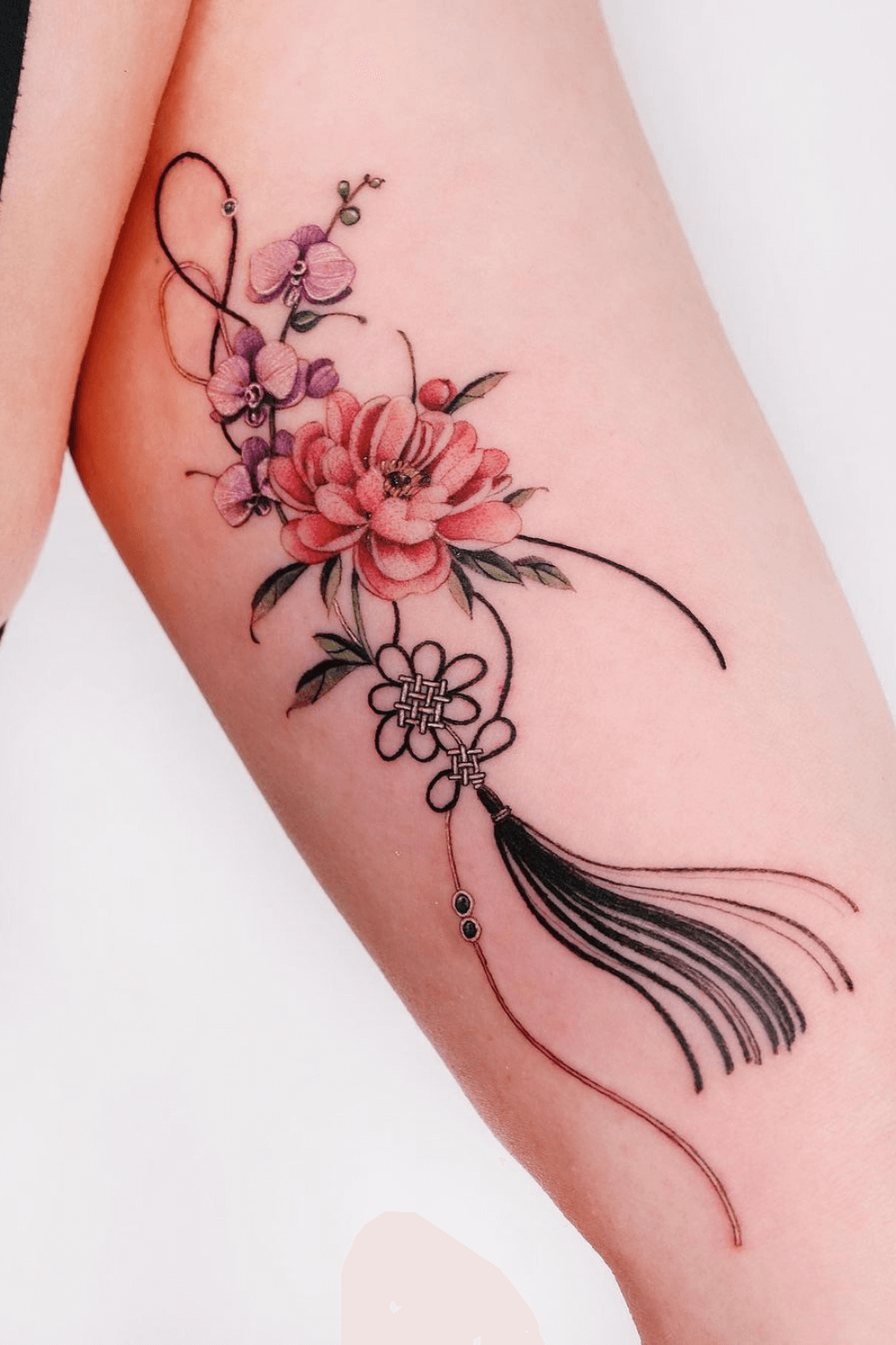 Peony and Orchid Tattoo