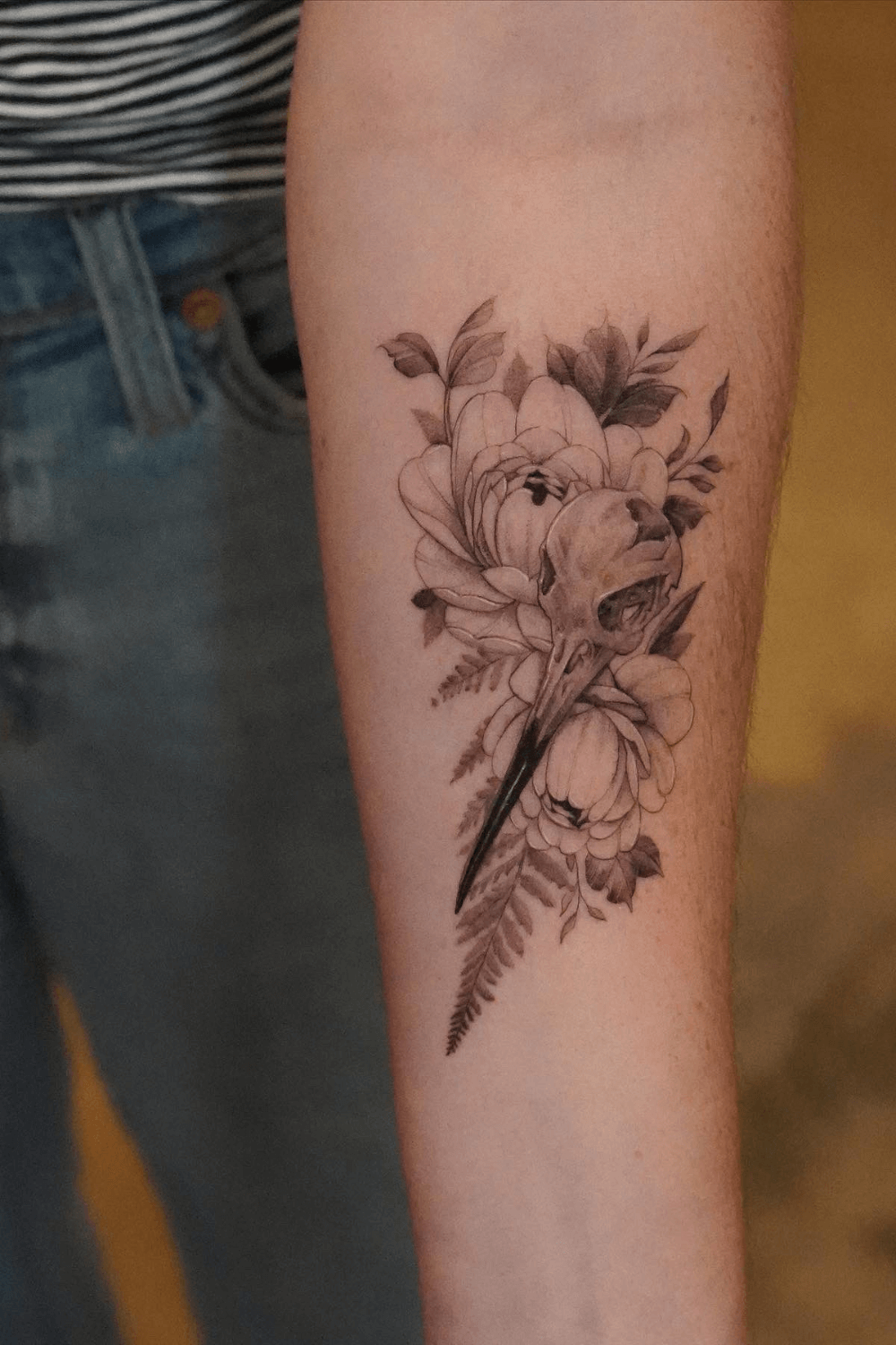 Peony and Skull Tattoo