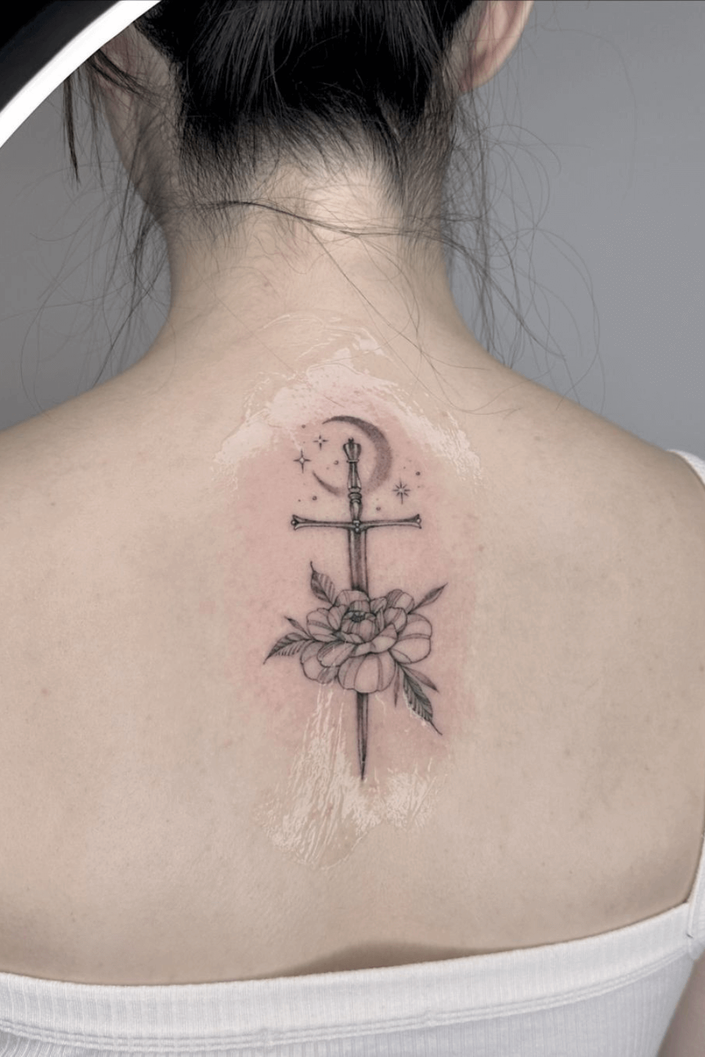 Peony and Sword Tattoo