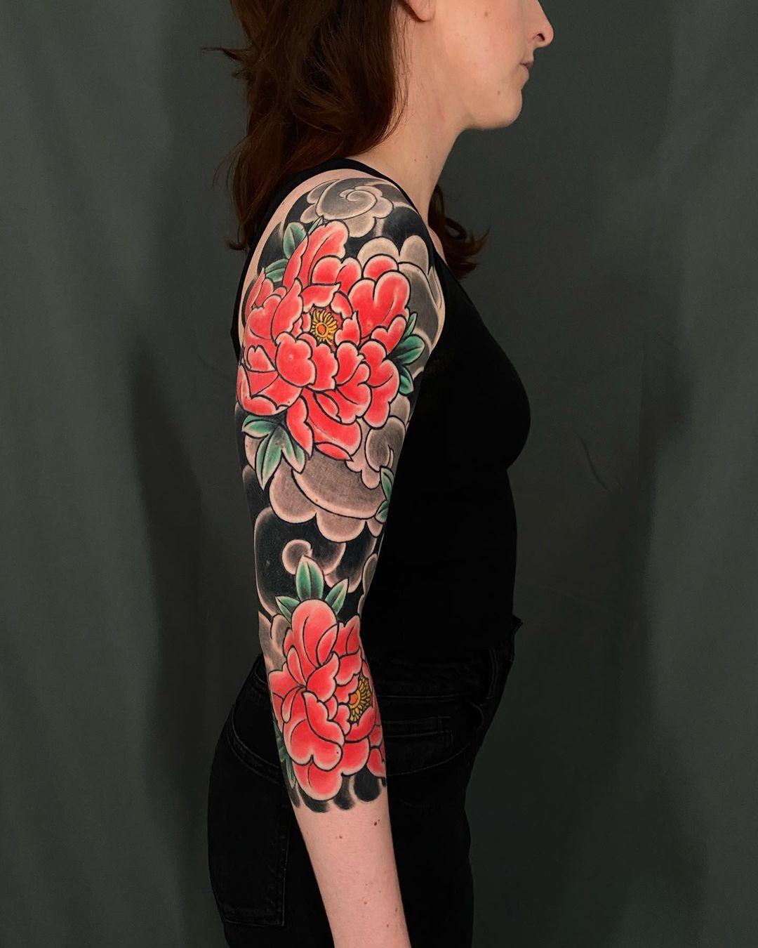 Traditional Peony Tattoo