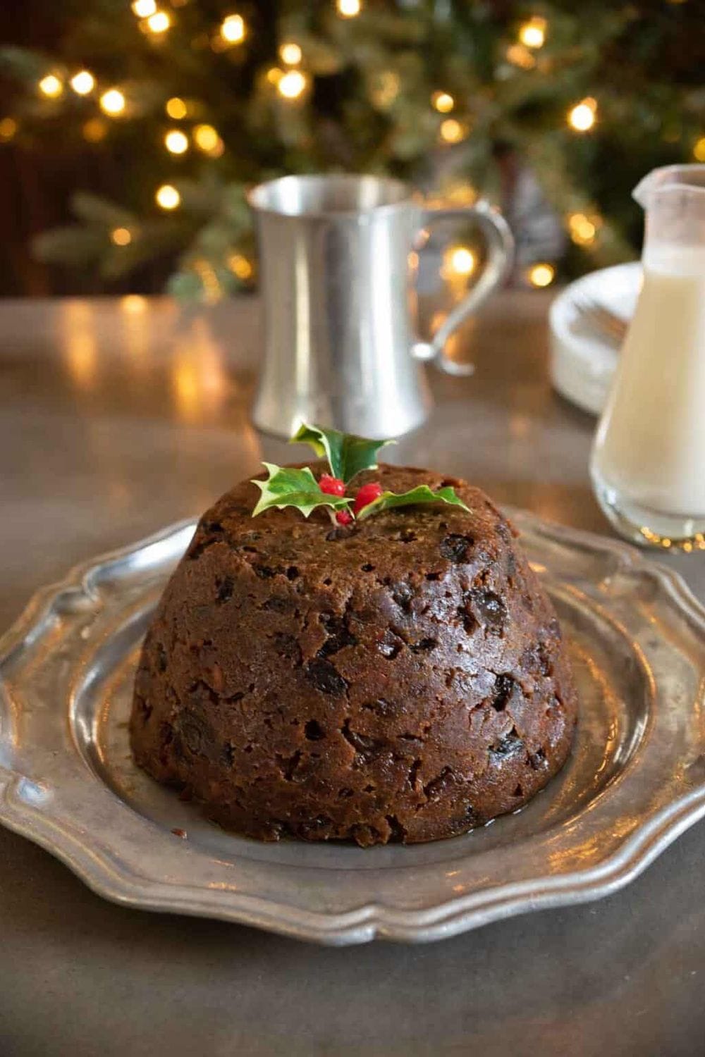 British Christmas Pudding with Brandy Sauce