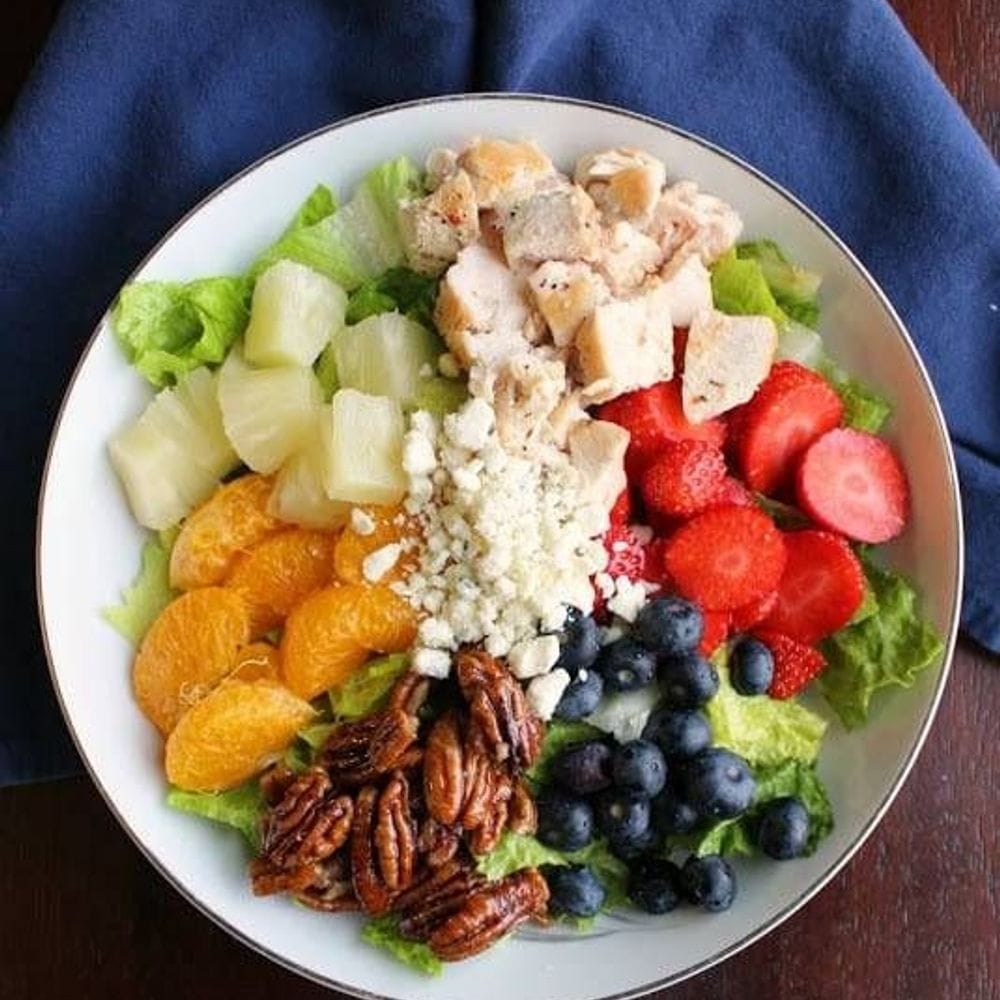 Fruit and Chicken Salad With Homemade Poppy Seed Dressing