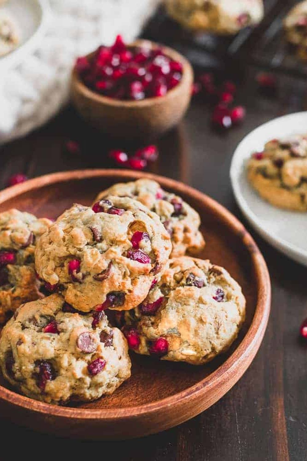 Orange Pomegranate Oatmeal Chocolate Chip Cookies