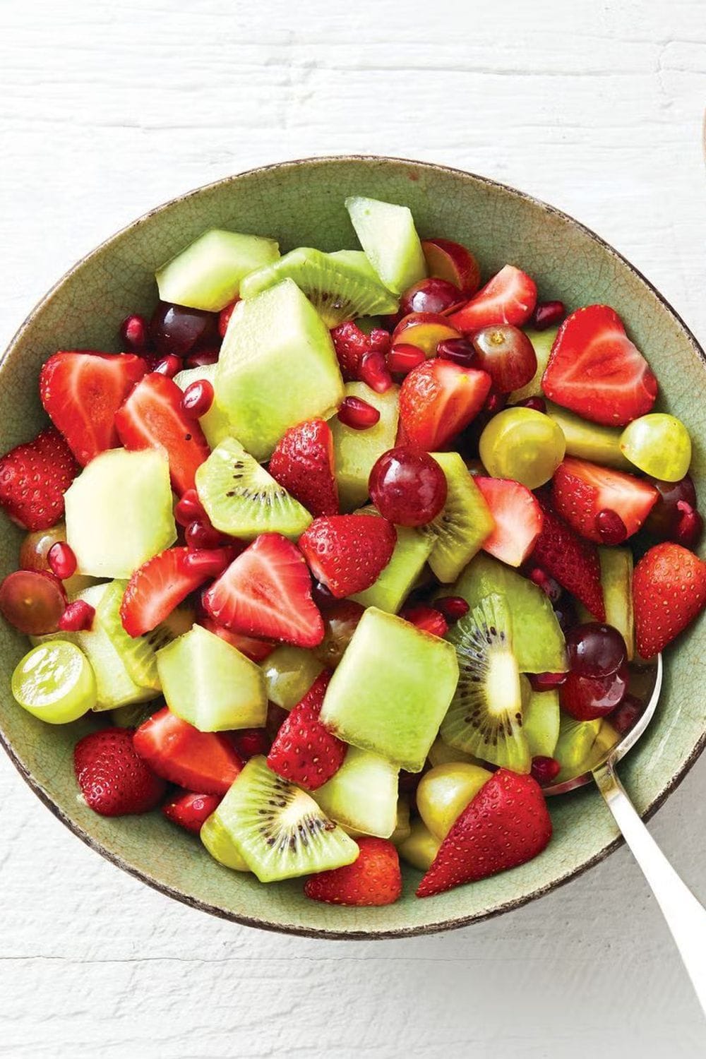 Red and Green Fruit Salad with Mint Syrup