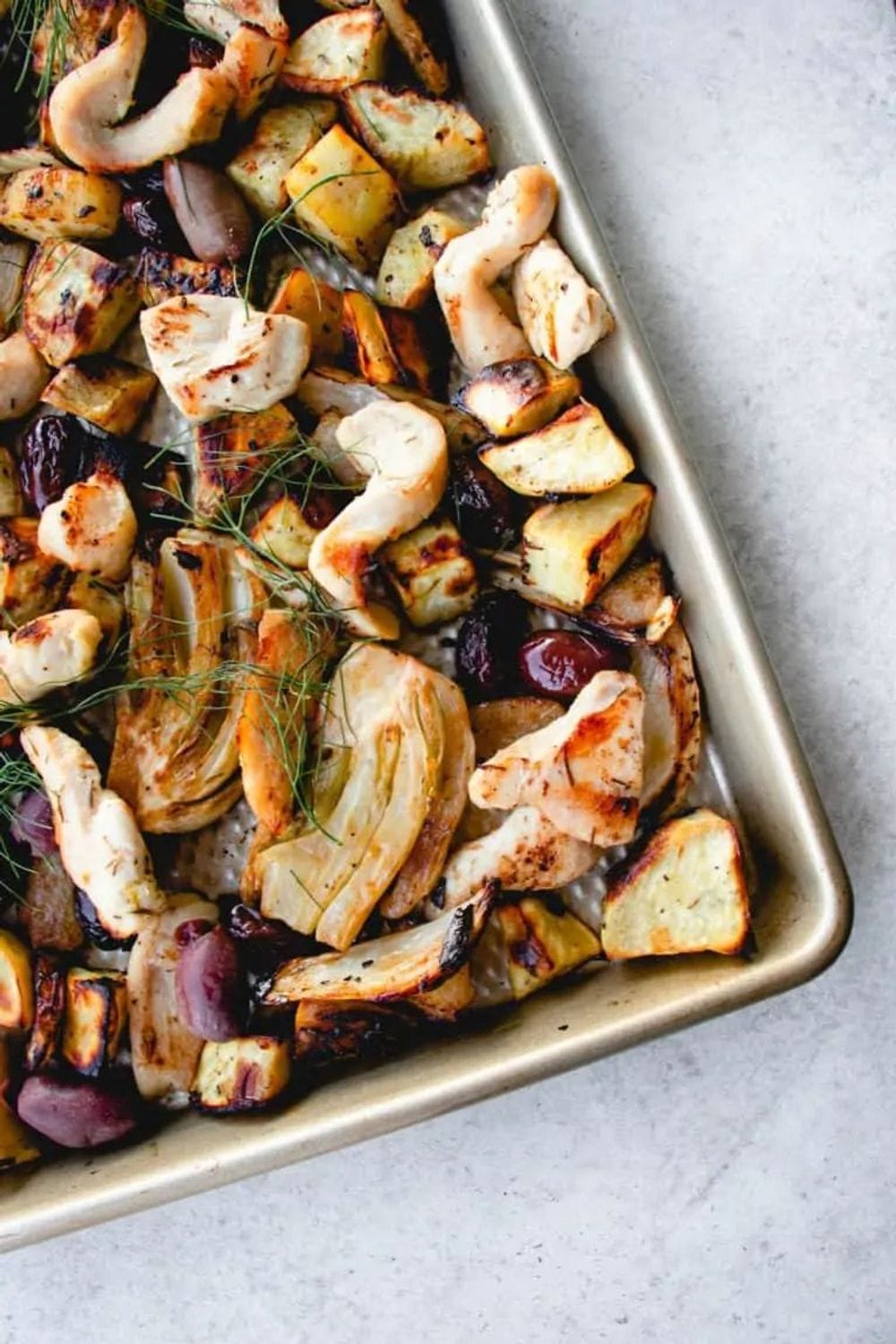 Sheet Pan Chicken with Fennel and Olives