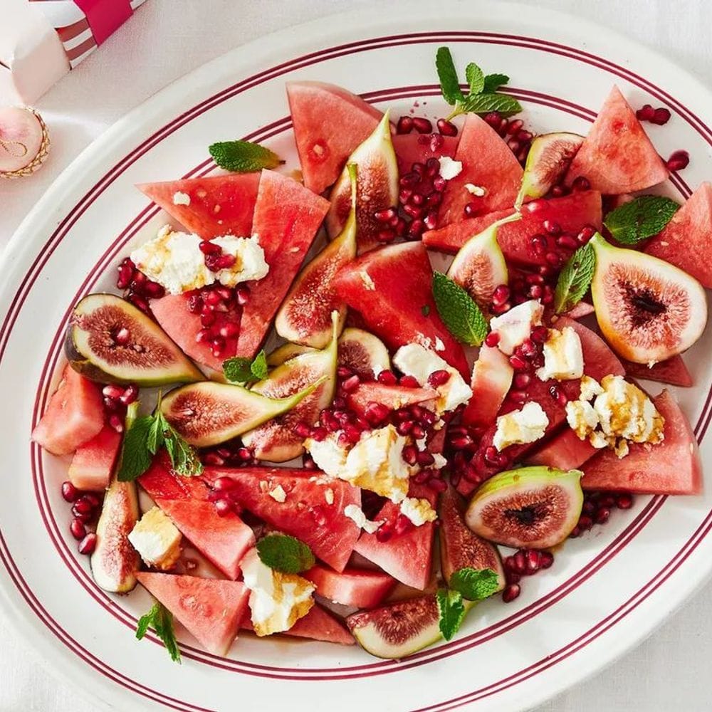 Watermelon, pomegranate and feta salad